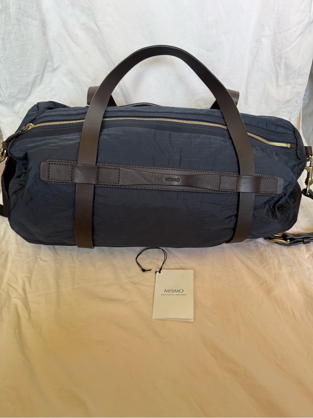 MISMO M/S Challenge Navy Nylon Leather Weekender Duffel Bag SS14 S2219SS14 NWT